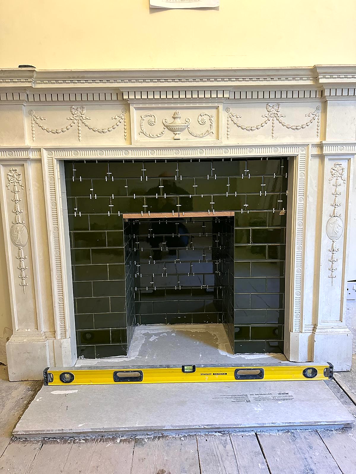 Period tiled floor before restoration, London