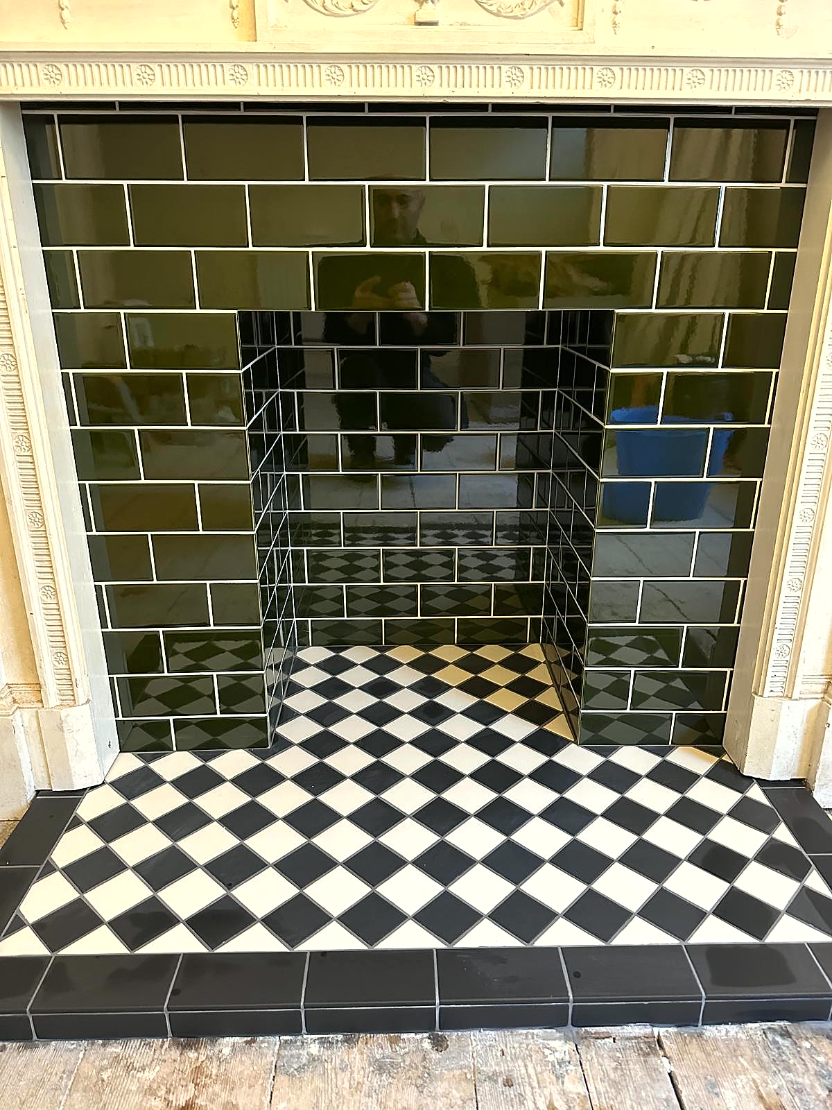 Restored Victorian tiled floor after restoration, London