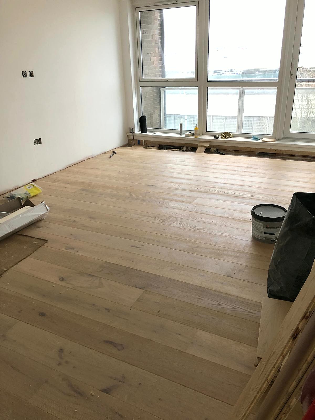 Wood flooring installation in a London property